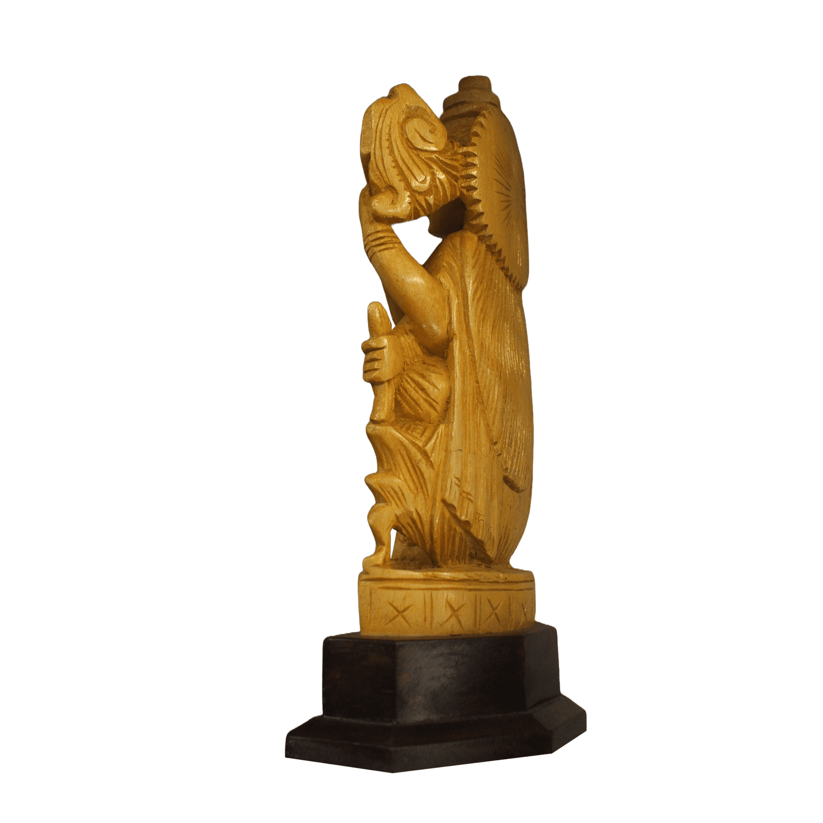 WOODEN GODDESS SARASWATHI STATUE (11x7x4 INCHES) - Image 5